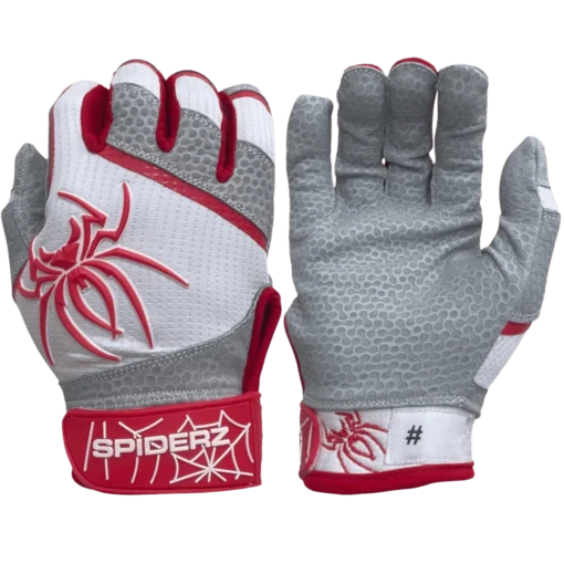 2022 Spiderz PRO Model Batting Gloves: White/Red -Sports Gear Shop 2022SpiderzPRO White Red