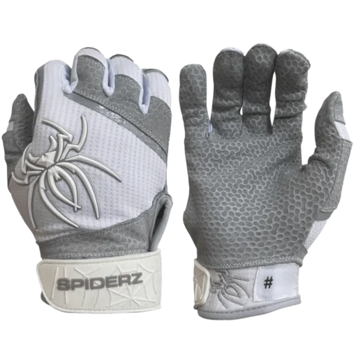 2022 Spiderz PRO Model Batting Gloves: White/Grey -Sports Gear Shop 2022 Spiderz White Grey Pro