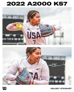 2022 Wilson A2000 Kelsey Stewart KS7 GM 12" Fastpitch Glove: WTA20RF22KS7 -Sports Gear Shop 21 0486 Wilson USA Softball GM Kelsey Stewart Social 01