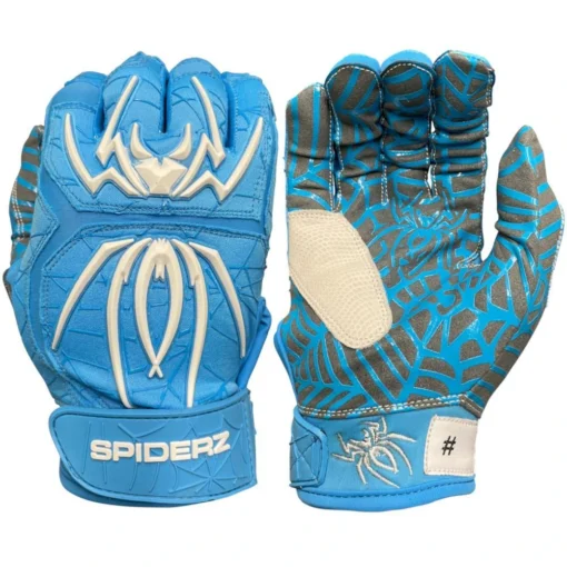 2023 Spiderz HYBRID Batting Gloves: Columbia Blue/White -Sports Gear Shop 22CarolinaWhite