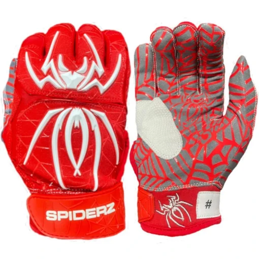 2023 Spiderz HYBRID Batting Gloves: Red/White -Sports Gear Shop 22RedWhite