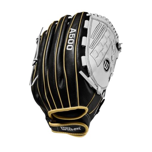 Wilson A500 SIREN 12.5" Fastpitch Softball Glove: WTA05RF20125 -Sports Gear Shop A05RF2025 0 Siren 125 Black White MetallicGold Back