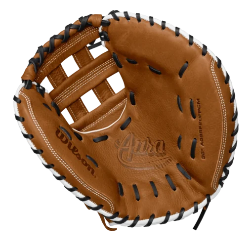 Wilson Aura A900 33" Fastpitch Catcher's Mitt : WTA09RF20FPCM -Sports Gear Shop A09RF20CM 1 Aura FP Catchers Mitt 33 BritishTan White Palm