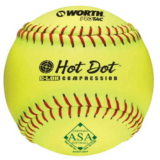 Worth 12" ASA Hot Dot Slowpitch Softballs (Dozen): AHD12SY -Sports Gear Shop AHD12SY