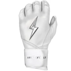 Bruce Bolt PREMIUM PRO Chrome Series Long Cuff Batting Gloves: White -Sports Gear Shop LC CHRW LEFT