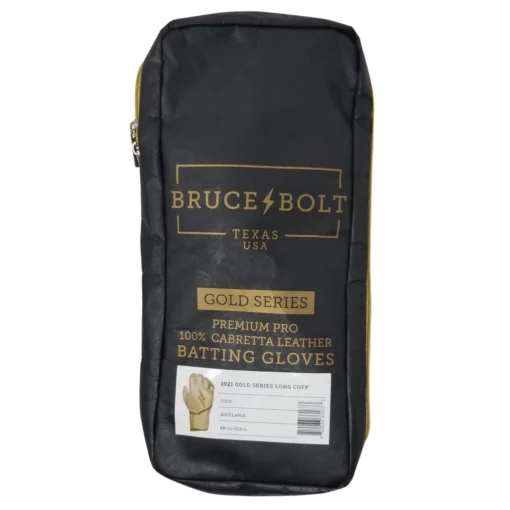 Bruce Bolt PREMIUM PRO Gold Series Batting Gloves: Long Cuff -Sports Gear Shop LC GLD BAG