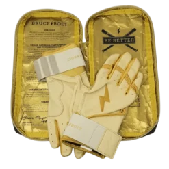 Bruce Bolt PREMIUM PRO Gold Series Batting Gloves: Long Cuff -Sports Gear Shop LC GLD BAG2