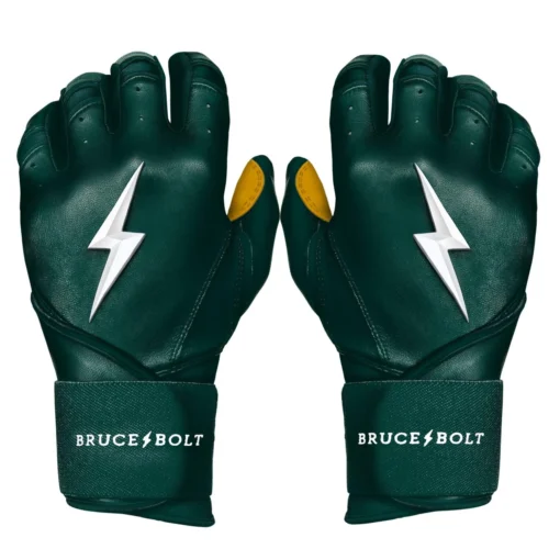 Bruce Bolt PREMIUM PRO Long Cuff Batting Gloves: Green -Sports Gear Shop LC GRNG HERO