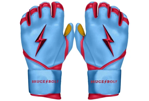 Bruce Bolt PREMIUM PRO BADER Series Long Cuff Batting Gloves: Baby Blue -Sports Gear Shop LC HBB HERO scaled