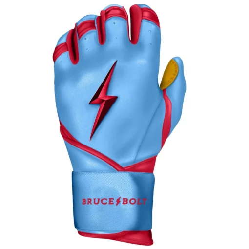 Bruce Bolt PREMIUM PRO BADER Series Long Cuff Batting Gloves: Baby Blue -Sports Gear Shop LC HBB LEFT