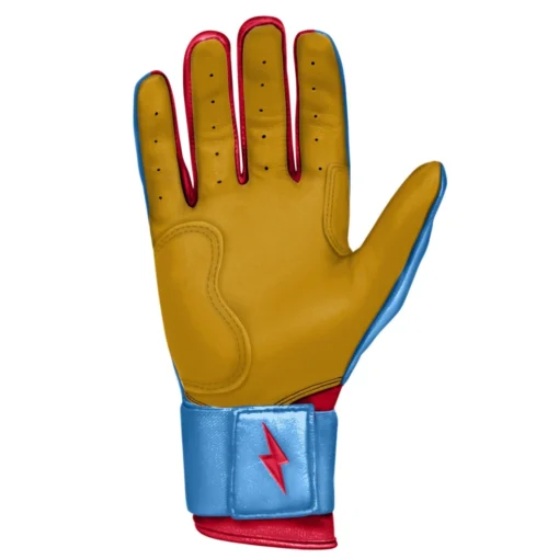 Bruce Bolt PREMIUM PRO BADER Series Long Cuff Batting Gloves: Baby Blue -Sports Gear Shop LC HBB PALM