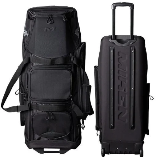 Miken MKMK7X Black Pro Wheeled Roller Bat Bag: MKMK7X-PRO-BLK -Sports Gear Shop MKMK7X PROBLACKFrontandBack