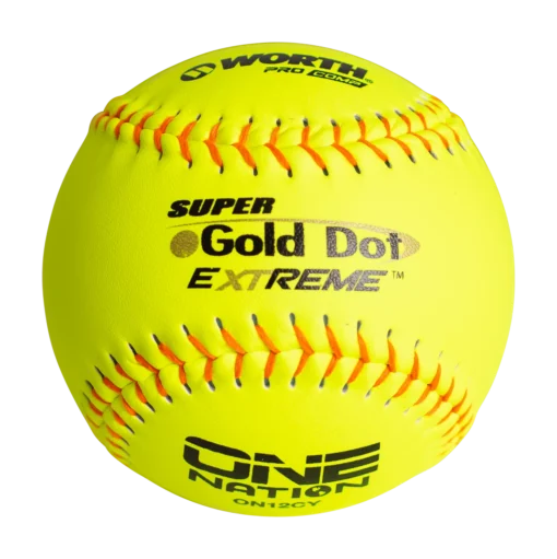 Worth 12" One Nation Super Gold Dot Extreme Slowpitch Softballs (One Dozen): ON12CY -Sports Gear Shop ON12CY