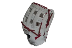 Miken Pro Series 13.5" Slow Pitch Fielding Glove - White/Scarlet: PRO135WS -Sports Gear Shop PRO135WS SIDE 1