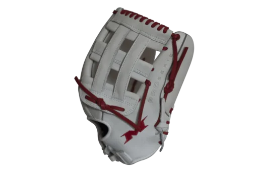 Miken Pro Series 13.5" Slow Pitch Fielding Glove - White/Scarlet: PRO135WS -Sports Gear Shop PRO135WS SIDE 1