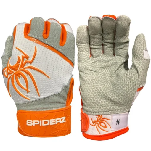 2022 Spiderz PRO Model Batting Gloves: White/Orange -Sports Gear Shop PROWhiteOrange