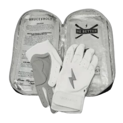 Bruce Bolt PREMIUM PRO Chrome Series Short Cuff Batting Gloves: White -Sports Gear Shop SC CHRW BAG2