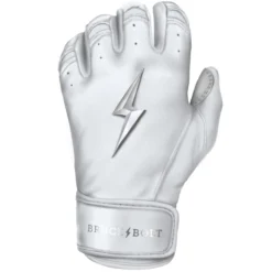 Bruce Bolt PREMIUM PRO Chrome Series Short Cuff Batting Gloves: White -Sports Gear Shop SC CHRW LEFT