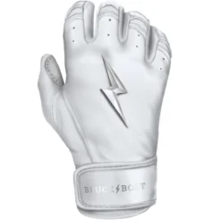 Bruce Bolt PREMIUM PRO Chrome Series Short Cuff Batting Gloves: White -Sports Gear Shop SC CHRW RIGHT