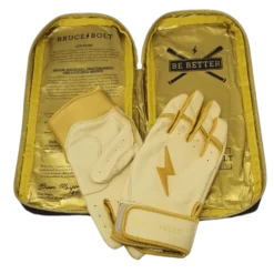 Bruce Bolt PREMIUM PRO Gold Series Batting Gloves: Short Cuff -Sports Gear Shop SC GLD BAG2