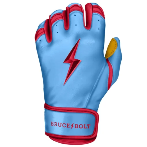 Bruce Bolt PREMIUM PRO BADER Series Short Cuff Batting Gloves: Baby Blue -Sports Gear Shop SC HBB LEFT