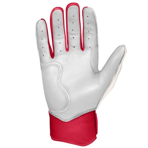 Bruce Bolt PREMIUM PRO BADER Series Short Cuff Batting Gloves: White -Sports Gear Shop SC HBW PALM