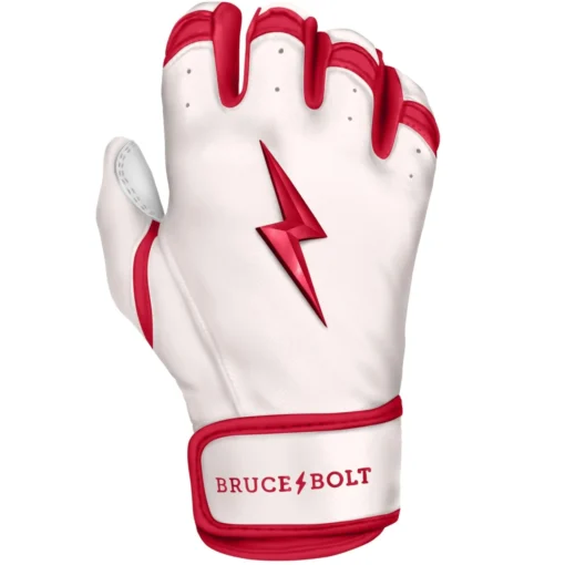 Bruce Bolt PREMIUM PRO BADER Series Short Cuff Batting Gloves: White -Sports Gear Shop SC HBW RIGHT