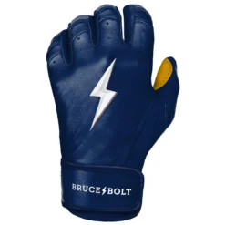 Bruce Bolt PREMIUM PRO Short Cuff Batting Gloves: Navy -Sports Gear Shop SC NVYG LEFT