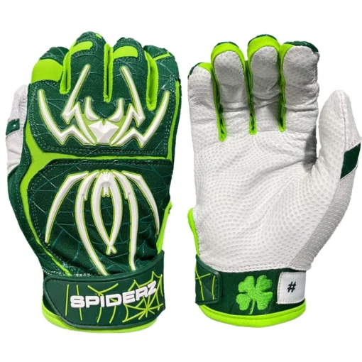 2023 Spiderz Ltd Ed "Lucky" ENDITE Batting Gloves: Dark Green/Kelly Green/White -Sports Gear Shop Spiderz Lucky Batting Gloves