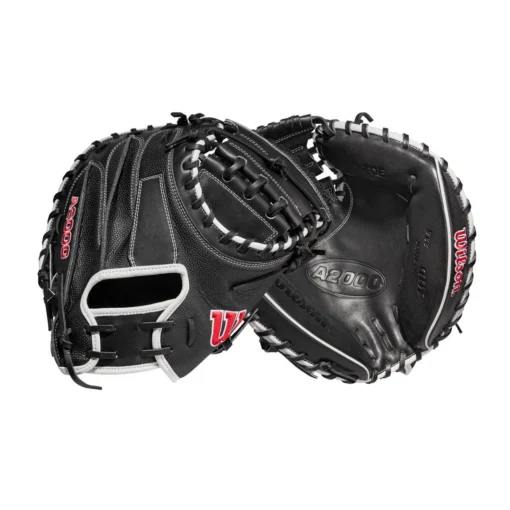 2022 Wilson A2000 M1DSS 33.5" Catcher's Mitt: WTA20RB22M1DSS -Sports Gear Shop WBW100401 8 A2000 M1D C 335 Black White Red.png.cq5dam.web .1200.1200