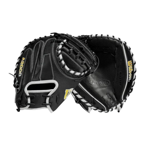 2023 Wilson A2000 M1DSS 33.5" Baseball Catcher's Mitt: WBW100995335 -Sports Gear Shop WBW100995 8 A2000 C M1DSC 335 BlackSS BlackDimple White WilsonGold