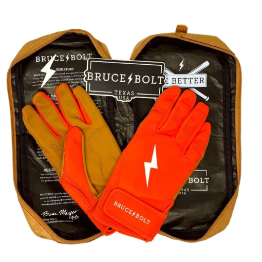 Bruce Bolt PREMIUM PRO Short Cuff Batting Gloves: Orange -Sports Gear Shop premium pro short cuff batting gloves orange brucebolt 666699