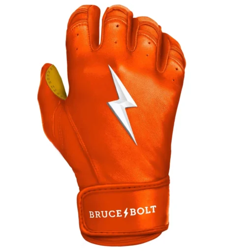 Bruce Bolt PREMIUM PRO Short Cuff Batting Gloves: Orange -Sports Gear Shop premium pro short cuff batting gloves orange brucebolt 975612